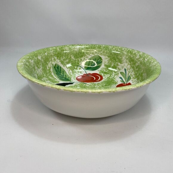 Large Ceramic Salad Pasta Vegetable Bowl Made in Italy Spoon & Fork Set Green - Picture 11 of 11